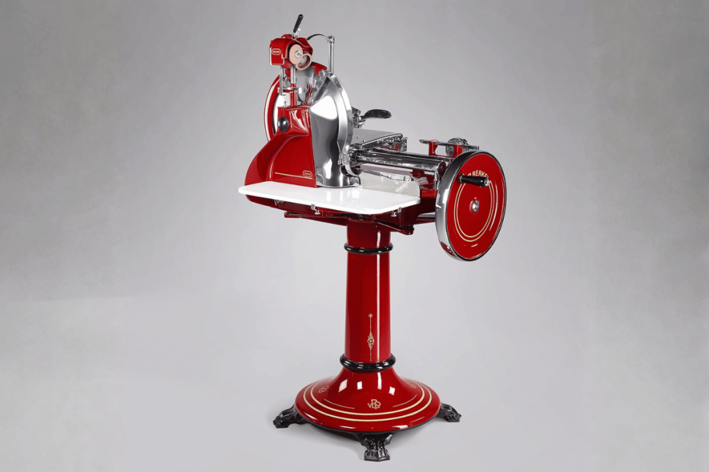 Vintage Berkel slicer Model 8 restored by Original Slicers, example of Italian craftsmanship and historical design.
